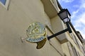 Official french notary sign fixed on the facade of a notaries office building, France Royalty Free Stock Photo