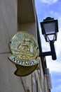 Official french notary sign fixed on the facade of a notaries office building, France