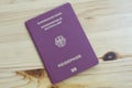 German Passport with Wood Background