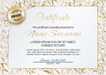 Official gold white marble certificate Luxury background emblem.