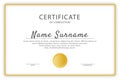 Official golden certificate template, vector illustration