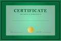 Official green certificate template, vector illustration Royalty Free Stock Photo
