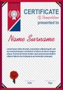 Official grey certificate and red border, ribbon. Modern blank