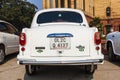 Official Hindustan Ambassador cars park outside North Block, Secretariat Building in Delhi, India