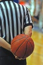 Official Holds Ball During Time Out Royalty Free Stock Photo