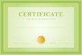 Official light green certificate template, vector illustration