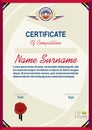 Official light yellow certificate with red border Modern blank