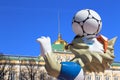 Official mascot of the 2018 FIFA World Cup in Russia-- wolf Zabivaka. Moscow Royalty Free Stock Photo