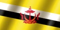 The official national flag of Brunei.Vector.3D illustration.Highly detailed Brunei flag,with official proportions and color