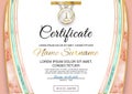 Official pink marble certificate. Marble mesh elements with gold.