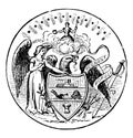 The official seal of the U.S. state of Arkansas in 1889 vintage illustration