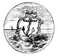 The Official Seal Of The U.S. State Of Rhode Island In 1889 Vintage Illustration