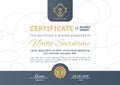 Official white certificate with dark blue flat design elements. Business clean modern design