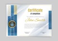 Official white certificate with green design elements. Modern blank with gold emblem. Vector illustration. Green mosaic in row