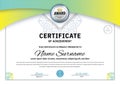 Official white certificate with green triangle design elements. Business clean modern design Royalty Free Stock Photo