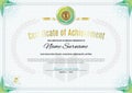 Official white certificate with green triangle design elements. Business clean modern design Royalty Free Stock Photo