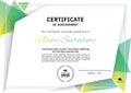 Official white certificate with green triangle design elements. Business clean modern design Royalty Free Stock Photo