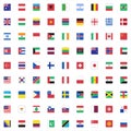 Official world flags collection flat icons set Royalty Free Stock Photo