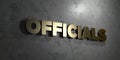 Officials - Gold sign mounted on glossy marble wall - 3D rendered royalty free stock illustration