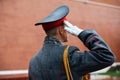 The officier of the Honor Guard of the 154 Preobrazhensky Regiment in the infantry uniform at the solemn event Royalty Free Stock Photo