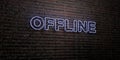 OFFLINE -Realistic Neon Sign on Brick Wall background - 3D rendered royalty free stock image