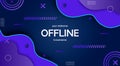 Offline twitch overlay banner background 16:9 for stream. Offline purple background with colorful lines and shapes. Screensaver fo