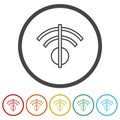 Offline WiFi icon. Set icons in color circle buttons
