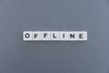 Offline word made of square letter word on grey background