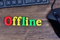 Offline word on table Royalty Free Stock Photo