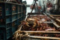 Offloading crabs from the ship. Generative AI Royalty Free Stock Photo