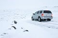 Offroad Car on the Snowy Road