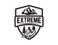 Offroad extreme adventure. Emblem template with snowmobile. Design element for logo, label, emblem, sign.