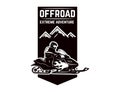 Offroad extreme adventure. Emblem template with snowmobile. Design element for logo, label, emblem, sign.