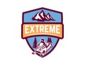 Offroad extreme adventure. Emblem template with snowmobile. Design element for logo, label, emblem, sign. Royalty Free Stock Photo