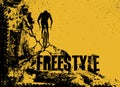 Offroad freestyle bicycle event poster. Landscape vector illustration