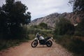 Offroad motorcycle stand on dirt gravel road Royalty Free Stock Photo