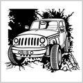 Offroad suv car monochrome template for labels, emblems, badges or logos Royalty Free Stock Photo