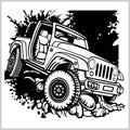 Offroad suv car monochrome template for labels, emblems, badges or logos Royalty Free Stock Photo