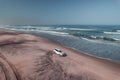 Offroad trip on the beach of Namibia at Zeila Shipwreck, Skeleton Coast Royalty Free Stock Photo