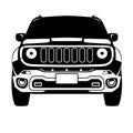 Offroad truck crossover black silhouette front view, vector illustration