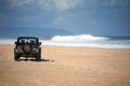 Offroad Vehicle on a Remote Beach in Hawaii Royalty Free Stock Photo