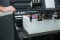 Offset printed machine, offset printing. Royalty Free Stock Photo