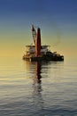 Offshore accommodation barge anchorage at oil fields for accommodate offshore worker at oil platform Royalty Free Stock Photo