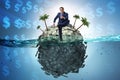 Offshore accounts concept with businessman Royalty Free Stock Photo