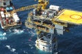 Offshore Bream B platform aerial from helicopter over Bass Strait Victoria