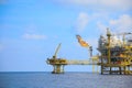 Offshore construction platform for production oil and gas, Oil and gas industry and hard work,Production platform and operation Royalty Free Stock Photo