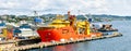 Offshore Construction Vessel OCV is in a dry dock of a shipyard Royalty Free Stock Photo