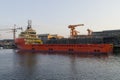 Offshore Construction Vessel in the shipyard.