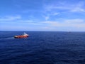 Offshore crew boat at open sea