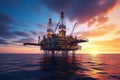 Offshore drilling for gas and petroleum. Oil platform oil rig or offshore platform. Royalty Free Stock Photo